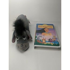 Eeyore Disney Store Exclusive Stuffed Pooh Friend Plush 8” w/FREE Pocahontas VHS